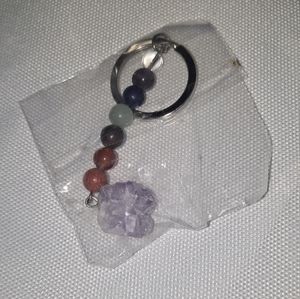 Amethyst keychain and palm stone
